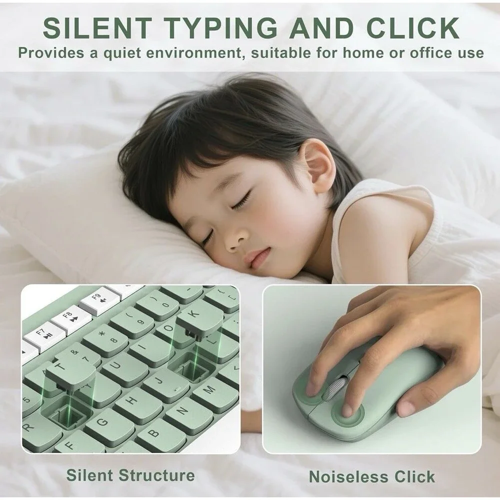 Wireless Keyboard and Mouse Combo, 2.4GHz USB Receiver, Silent Keyboard